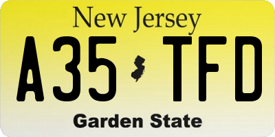 NJ license plate A35TFD