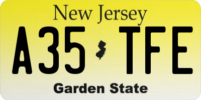 NJ license plate A35TFE
