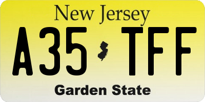 NJ license plate A35TFF