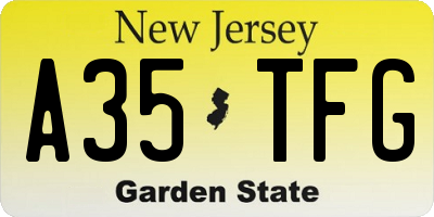 NJ license plate A35TFG
