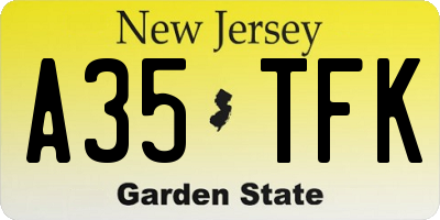 NJ license plate A35TFK