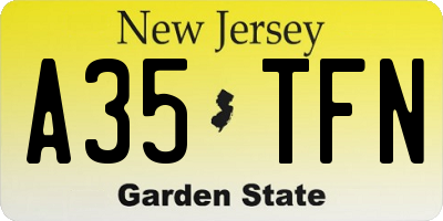 NJ license plate A35TFN