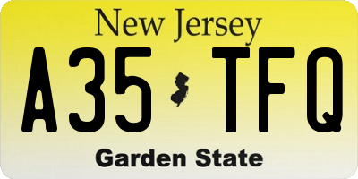NJ license plate A35TFQ