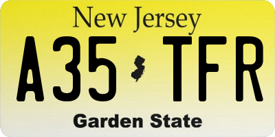 NJ license plate A35TFR
