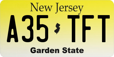 NJ license plate A35TFT