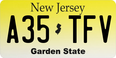 NJ license plate A35TFV