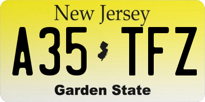 NJ license plate A35TFZ