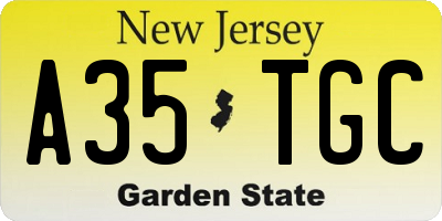 NJ license plate A35TGC