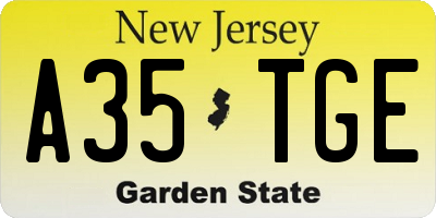NJ license plate A35TGE