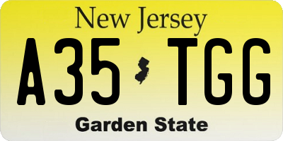 NJ license plate A35TGG