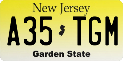 NJ license plate A35TGM