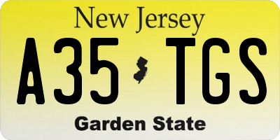 NJ license plate A35TGS