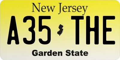 NJ license plate A35THE