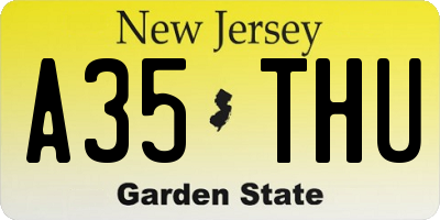 NJ license plate A35THU