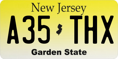 NJ license plate A35THX