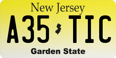 NJ license plate A35TIC