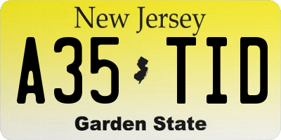 NJ license plate A35TID