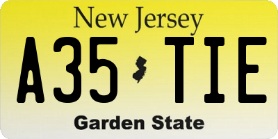 NJ license plate A35TIE