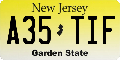 NJ license plate A35TIF