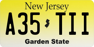 NJ license plate A35TII
