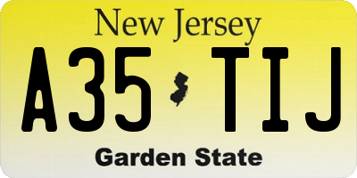 NJ license plate A35TIJ