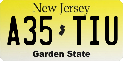 NJ license plate A35TIU