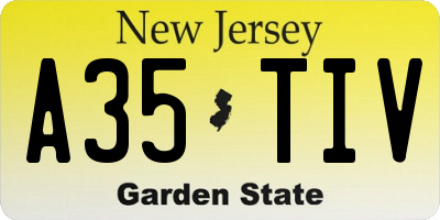 NJ license plate A35TIV