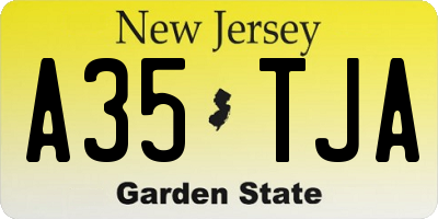 NJ license plate A35TJA