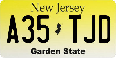 NJ license plate A35TJD