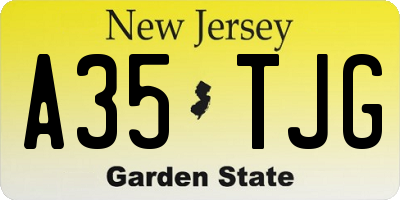 NJ license plate A35TJG