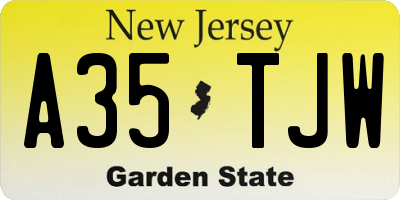 NJ license plate A35TJW