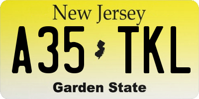 NJ license plate A35TKL