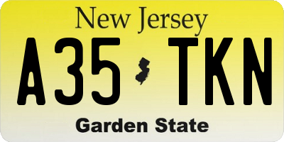 NJ license plate A35TKN