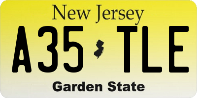 NJ license plate A35TLE
