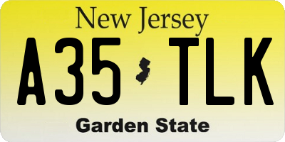 NJ license plate A35TLK
