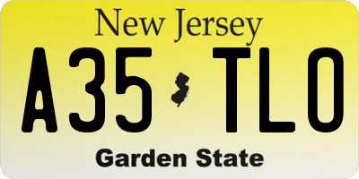 NJ license plate A35TLO