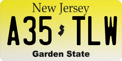 NJ license plate A35TLW
