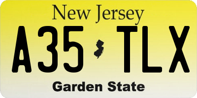 NJ license plate A35TLX