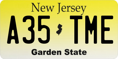 NJ license plate A35TME