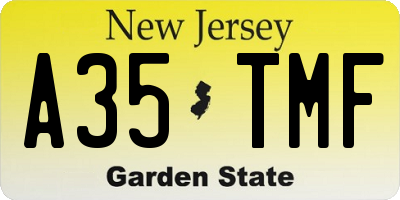 NJ license plate A35TMF