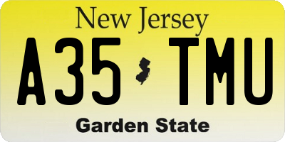 NJ license plate A35TMU