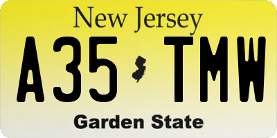 NJ license plate A35TMW