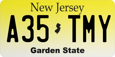 NJ license plate A35TMY