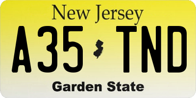 NJ license plate A35TND