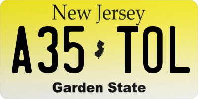 NJ license plate A35TOL