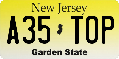 NJ license plate A35TOP