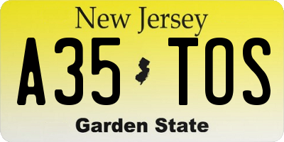 NJ license plate A35TOS