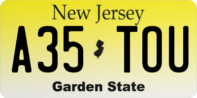 NJ license plate A35TOU