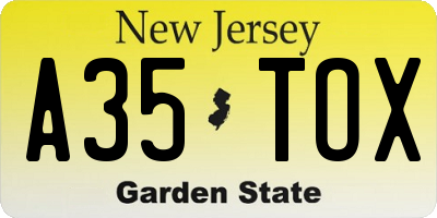 NJ license plate A35TOX