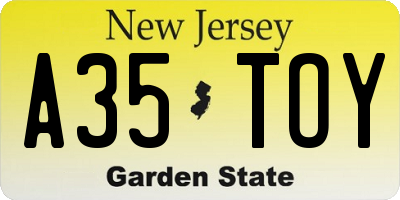 NJ license plate A35TOY